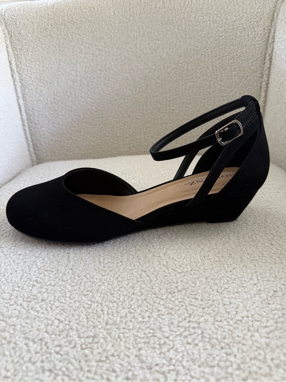 Women’s Black Ankle-Strap Wedge Shoes